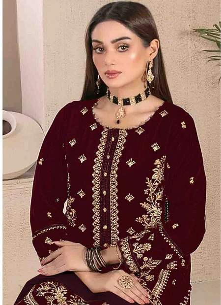 Mah E Rooh 4165 A To E Velvet Embroidered  Siquance Work Salwar Kameez Wholesalers In Delhi